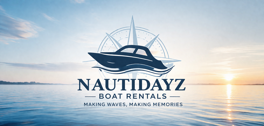 Nauti-Dayz Boat Rentals logo with boat and compass