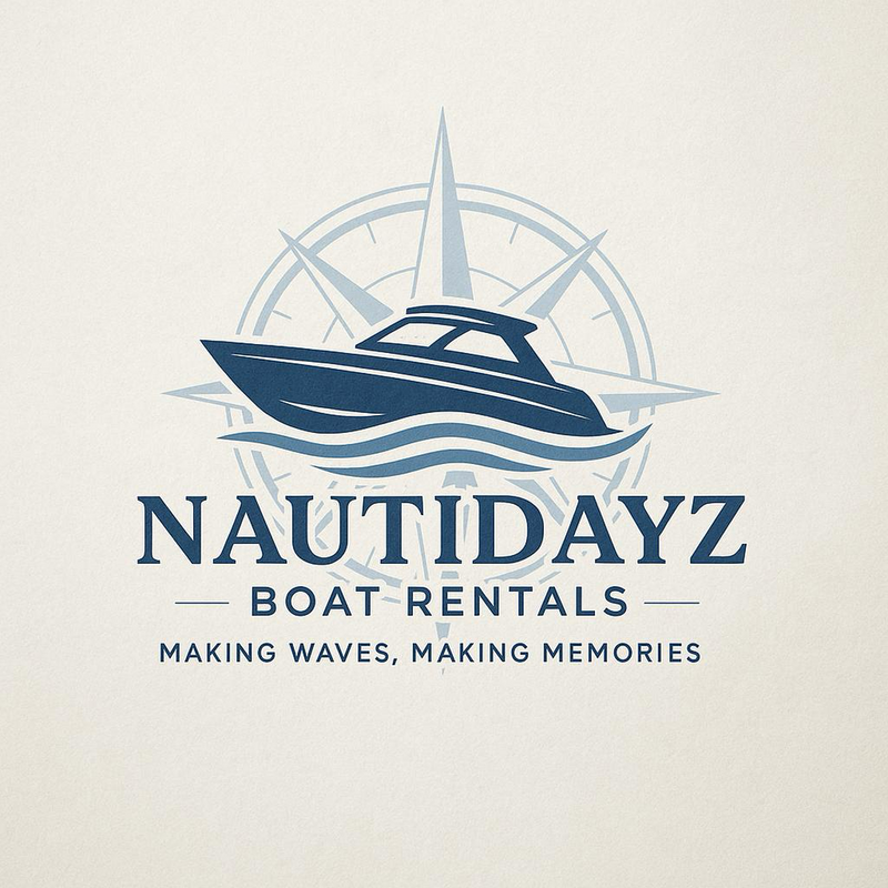 Nauti-Dayz Boat Rentals logo with boat and compass